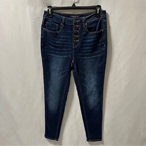 Vigoss Womens Ace Skinny Jeans Button Fly Medium/Dark Wash Size W27/L27
